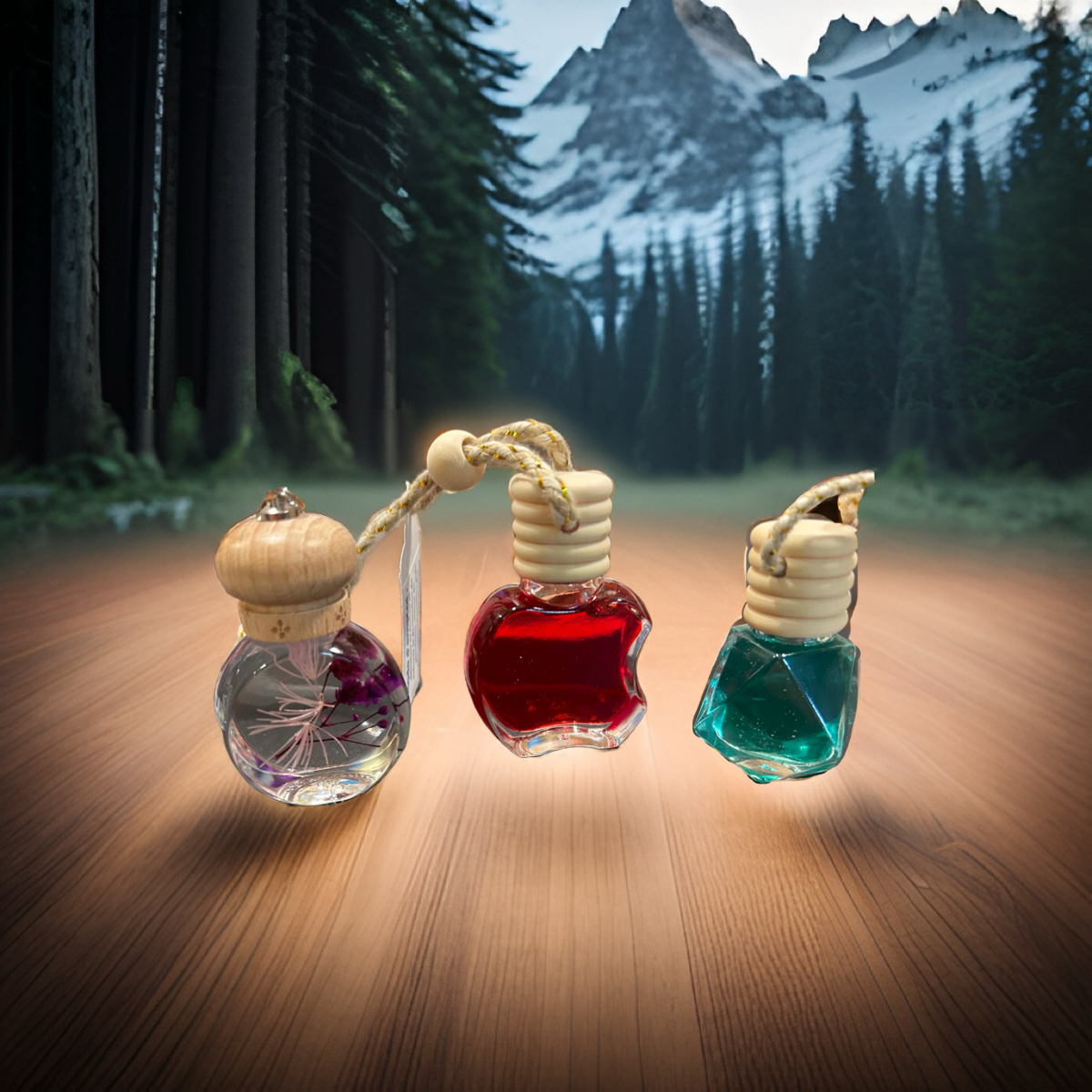 Diffuseur pour voiture, diffuseur pour auto, Pomme-Mangue, Fleurs sèches-Monoi, Crystal bleu-Eucalyptus