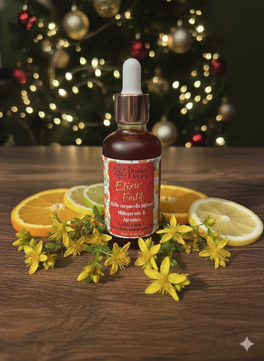 Huile corporelle infusée Millepertuis – Élixir Festif
