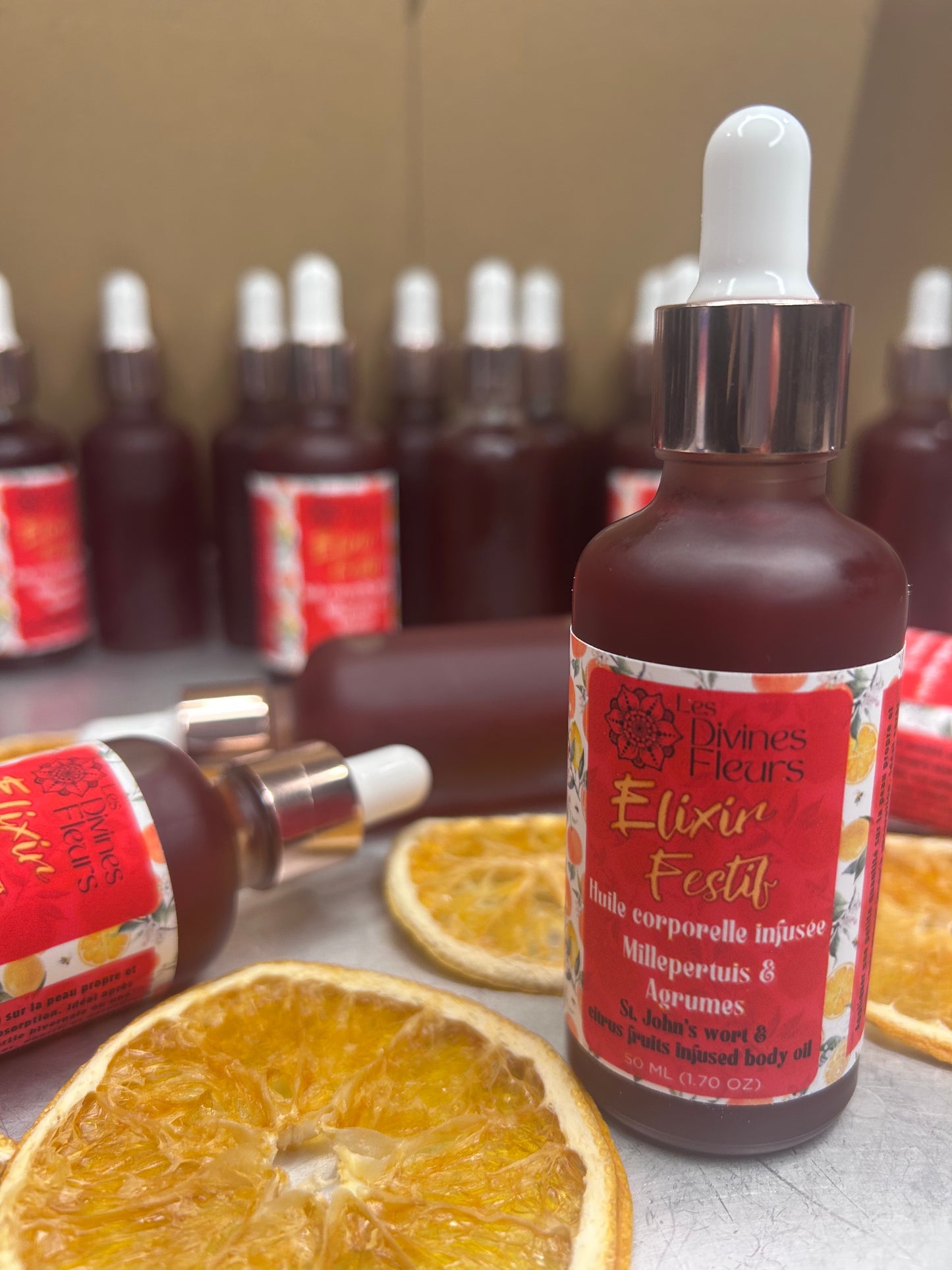 Huile corporelle infusée Millepertuis – Élixir Festif