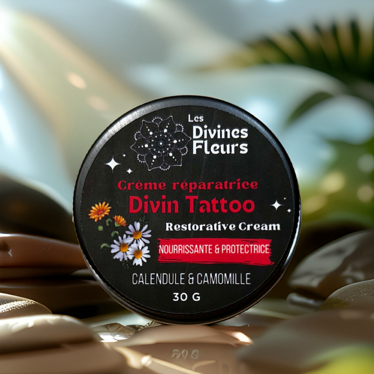 Divin Tattoo - Crème réparatrice Calendule et Camomille nourrissante et protectrice 30gr